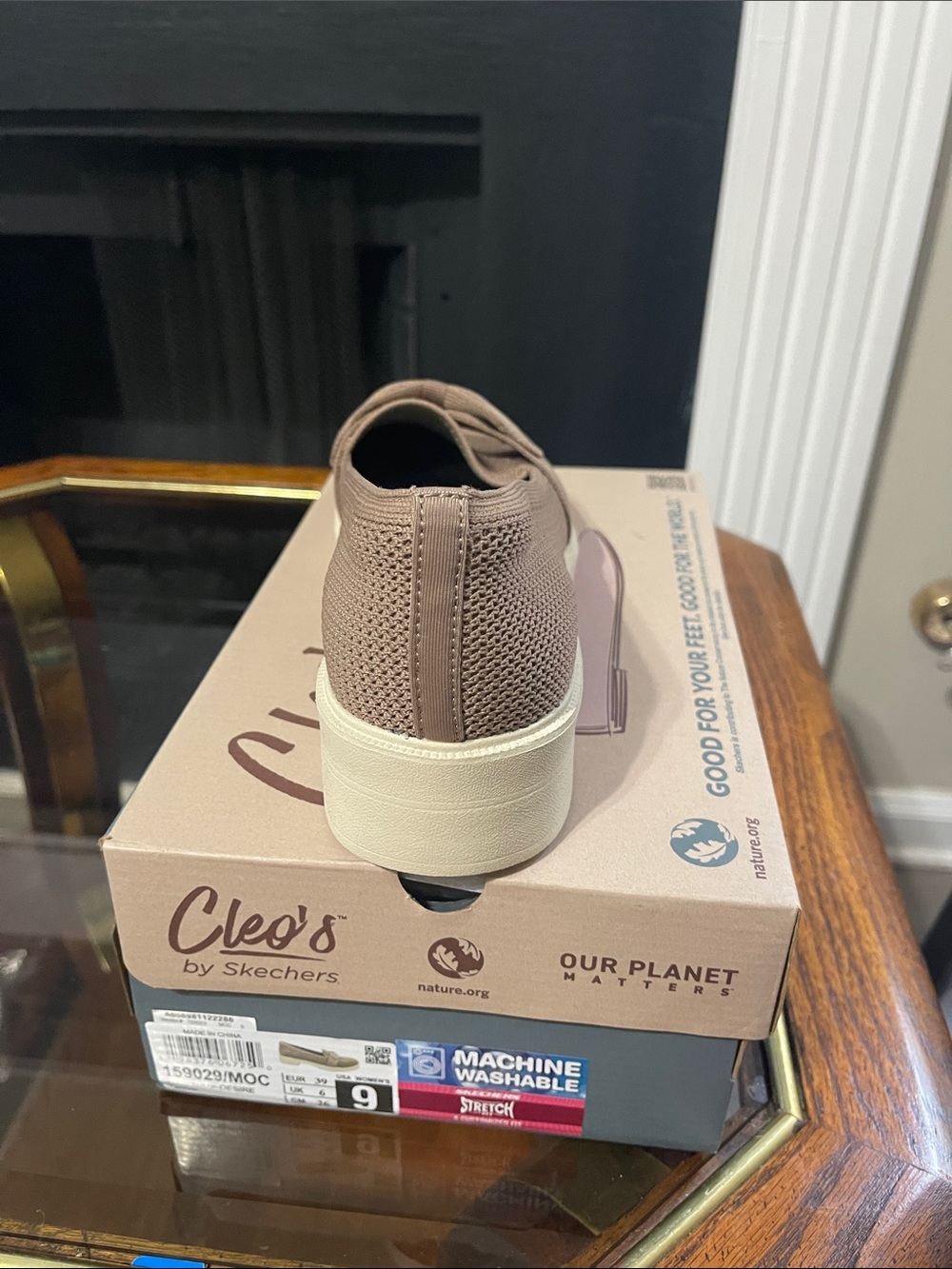 Skechers Taupe Knit Slip-On Loafers with Bow Detail - Picture 6 of 10